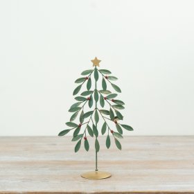 Bring holiday joy with this delightful Green Metal Tree adorned with vibrant red berries.