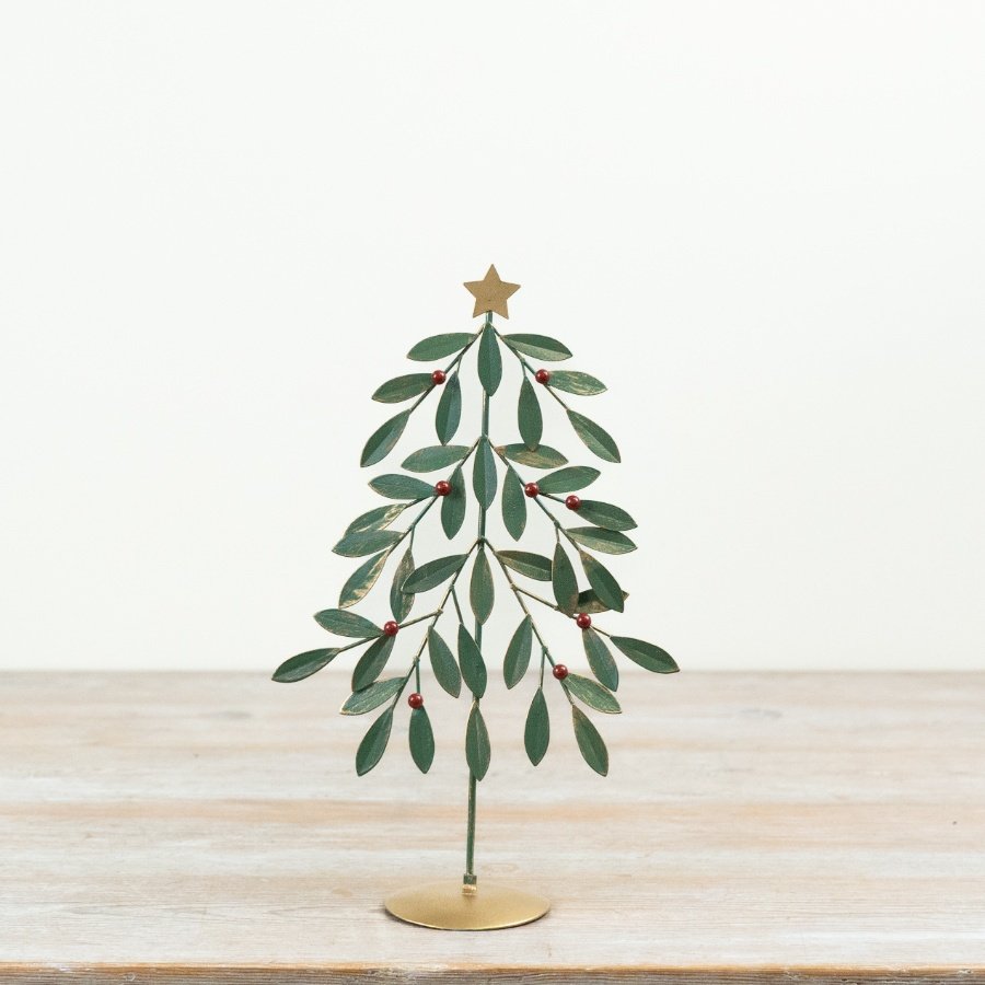Add a contemporary seasonal accent to festive collections with this stylish metal decorative tree.