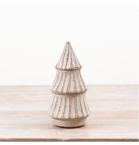a natural tone textured tree ornament 