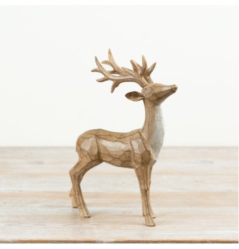 24.5cm resin stag featuring detailed wood-like texture and intricately sculpted antlers.