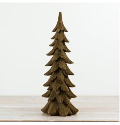 This tall 46cm decorative tree showcases a carved branch effect with a natural wood-inspired finish