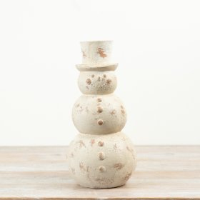 Add classic festive charm to your seasonal range with this rustic cream snowman ornament.