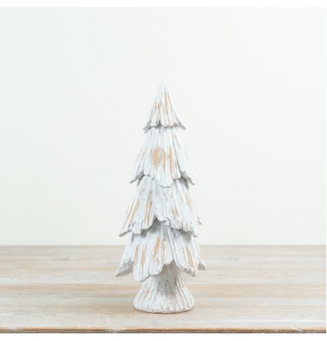 Enhance your space with this resin tree featuring a stylish white wood finish for natural charm.