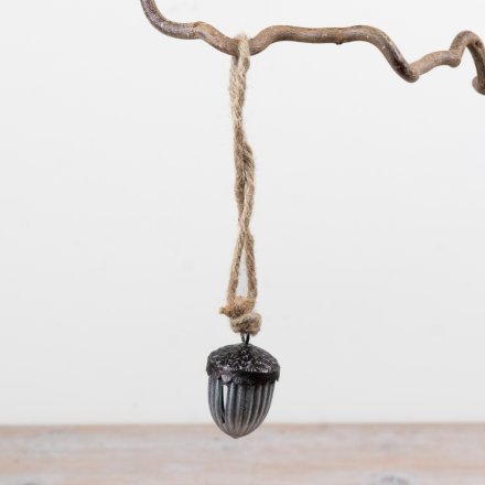 5cm hanging acorn bell featuring textured details and a vintage metallic look.