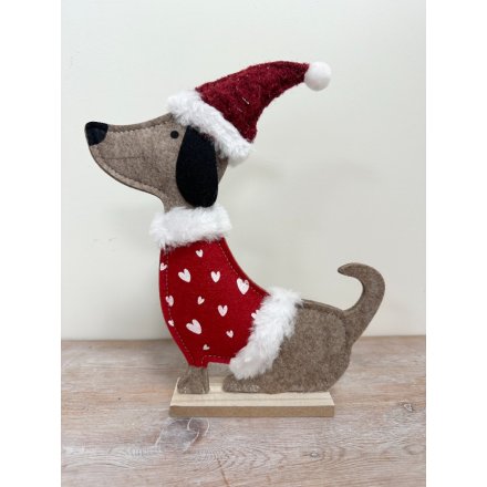 25cm Felt Dog Santa
