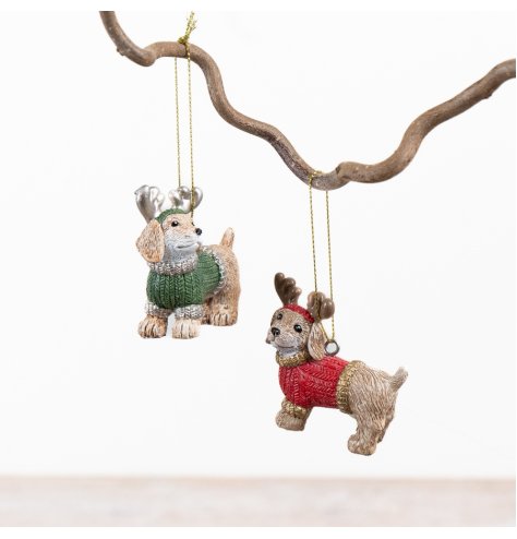 Bring holiday cheer with this adorable Hanging Christmas Dog decoration!