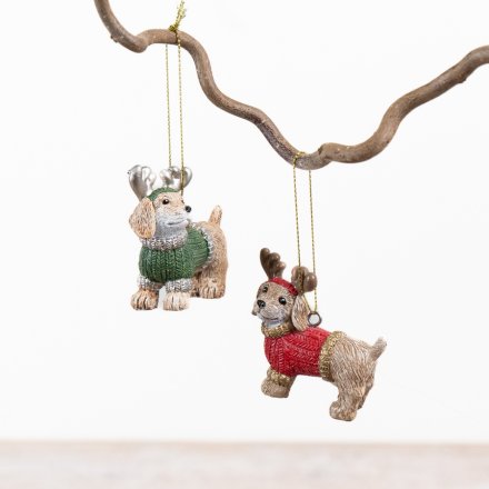  Dog Ornament with Jumper, 6.5cm 