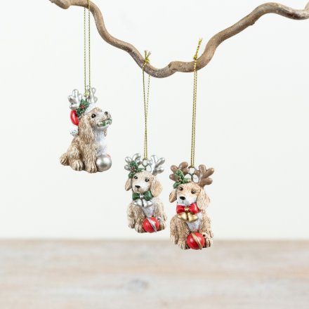 3/A Hanging Xmas Dog Ornament , 5.5cm 