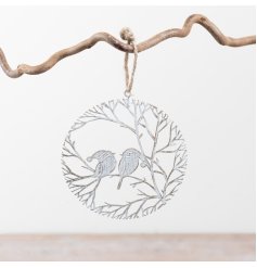 Bring charm to your space with this delicate round bird hanging decoration.