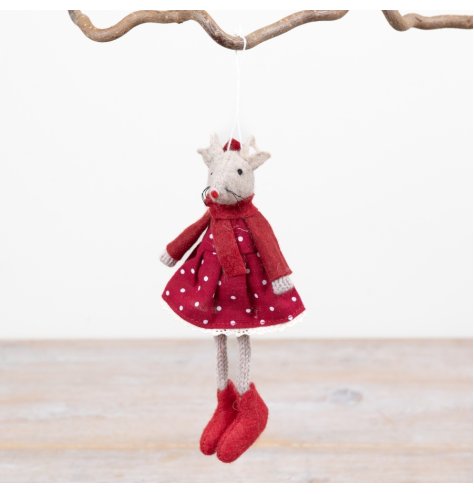 Bring festive charm with this adorable felt mouse hanging ornament.