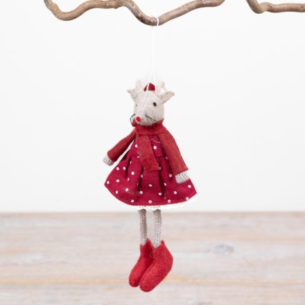 Christmas Mouse with Polka Dots, 16cm