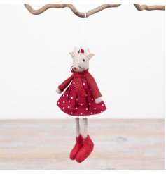 Enhance your decor with this cute felt mouse ornament, perfect for adding a festive charm.