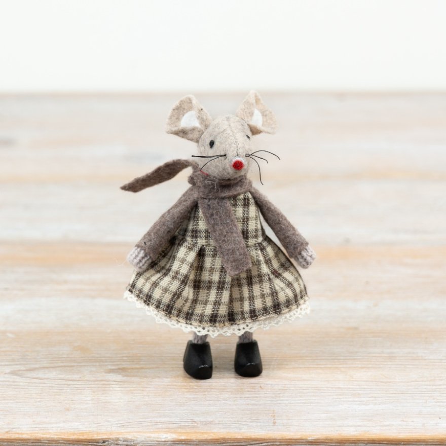 11cm Tartan Mouse Ornament
