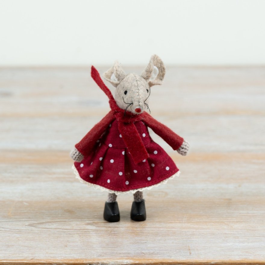 Mouse Decoration with Dress, 11cm 