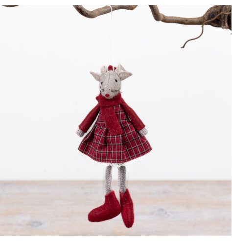 Bring festive charm with this adorable handcrafted hanging mouse decoration.