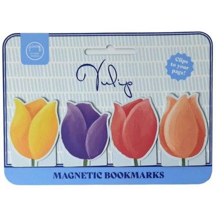 Add charm to your reading with the Tulips Magnetic Bookmark Set