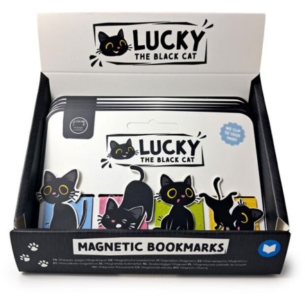 Lucky The Black Cat Magnetic Bookmark Set, 4cm 