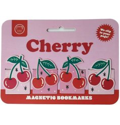 Keep your place in style with the vibrant Cherries Magnetic Bookmark Set