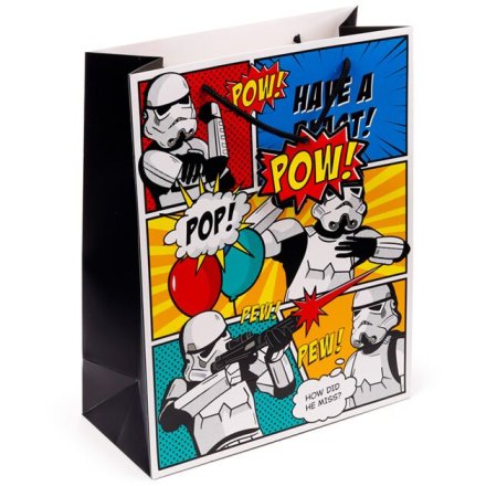 The Original Stormtrooper Comic Strip Gift Bag Large is a fun and practical way to present your gifts.