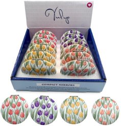 Discover elegance on the go with our Tulips Compact Mirror