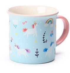 Enjoy every sip with the Unicorn Magic elegant fine-rim porcelain mug.