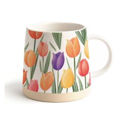 Sip in style with the Tulips Tapered Stoneware Mug 