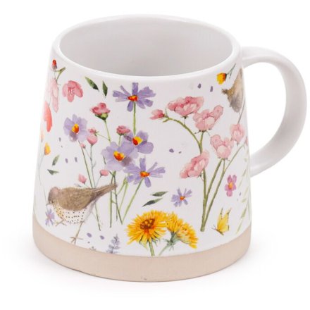 Sip in style with the Jan Pashley Wings & Wildflowers Tapered Stoneware Mug