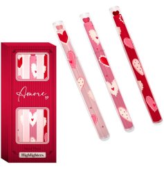 Illuminate your notes with the Amore Heart Pop Top Highlighter Pen Set!