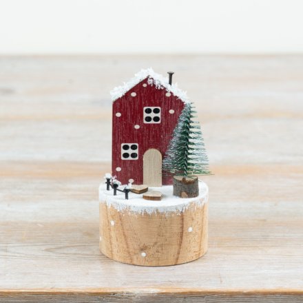 Red Polka Dot Christmas House, 12cm
