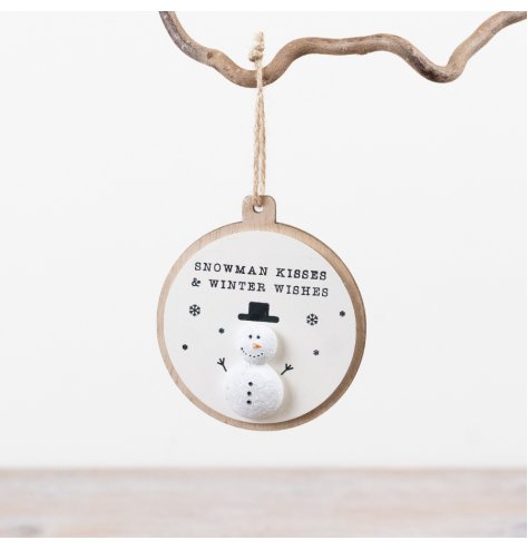 Brighten your holiday decor with this 3D Hanging Pebble Snowman Sign for a festive charm.