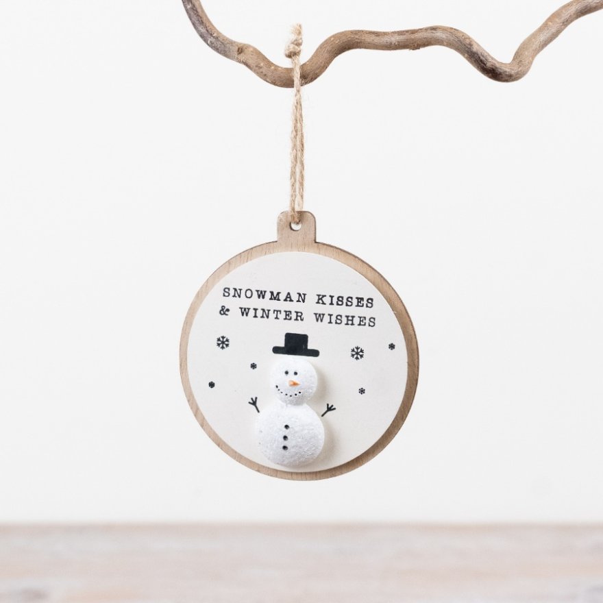 Hanging 3D Snowman Pebble Sign