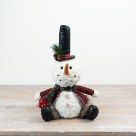 Add a charming seasonal character to festive displays with this delightful sitting snowman decoration.