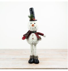 Bring festive cheer with this adorable standing snowman, perfect for winter holiday decor.