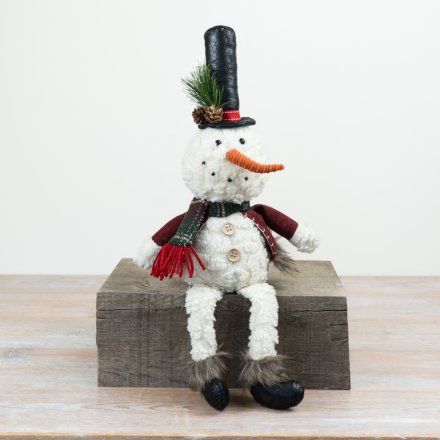  Plush Sitting Snowman, 50cm