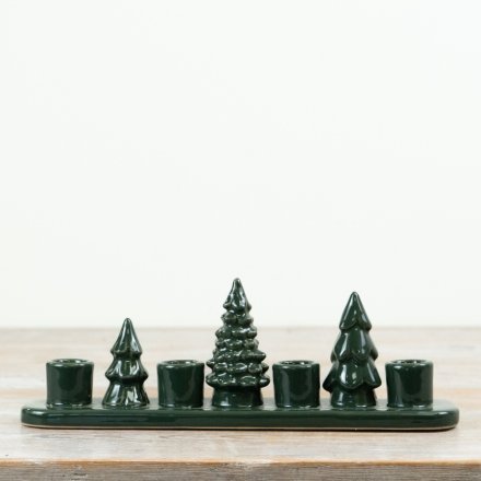 29.6cm Dark Green Tree Candle Holder