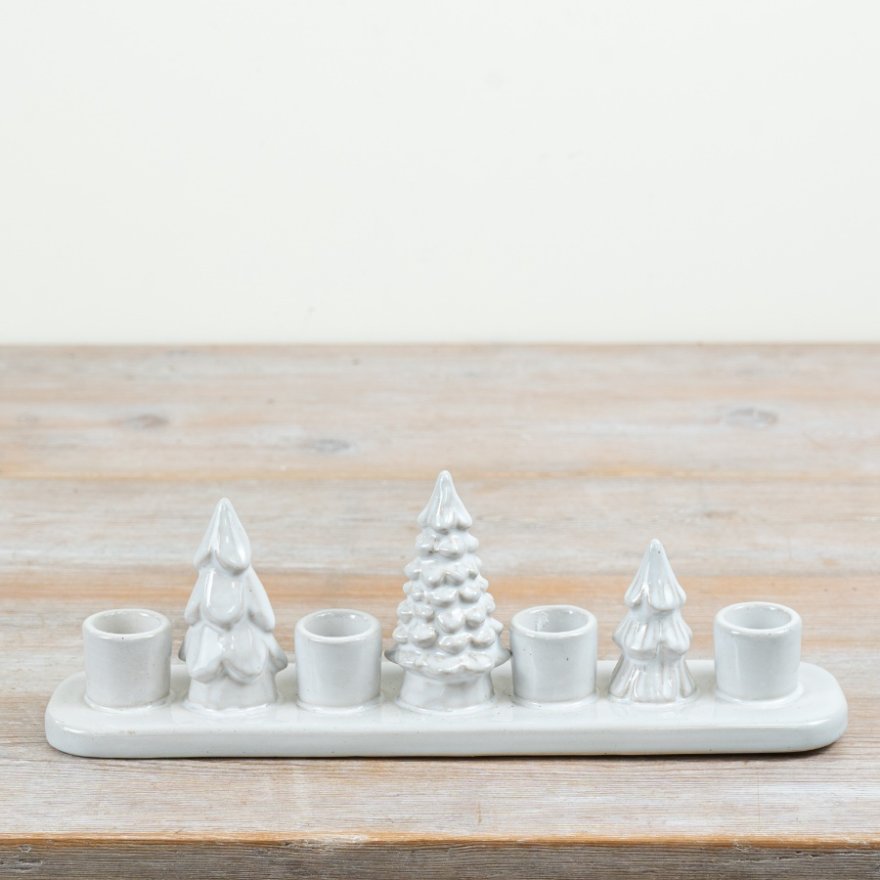 30cm Ceramic Christmas Tree Four Candle Holder