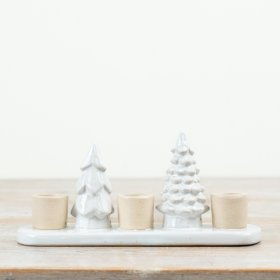 Bring natural charm to your space with this elegant white Tree Candle Holder.