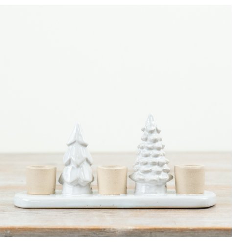 Bring natural charm to your decor with this elegant white Tree Candle Holder.