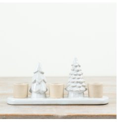 Bring natural charm to your décor with this elegant white Tree Candle Holder.