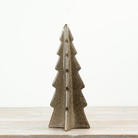 A stylish ceramic Christmas tree decoration with a clean, sculpted silhouette and warm neutral glaze.