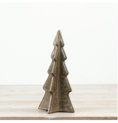 A rustic ceramic Christmas tree finished in a beautiful reactive glaze in a lovely earthy tone.