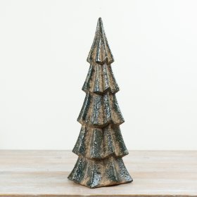 Crafted in ceramic with a deep green textured finish, this 46cm tree ornament offers timeless seasonal charm