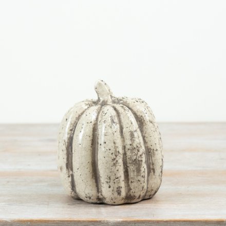 Add a charming rustic touch to your collection with this stylish ceramic pumpkin.