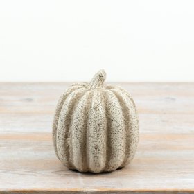 Add rustic charm to fall decor with this elegant ceramic pumpkin, perfect for autumn displays.