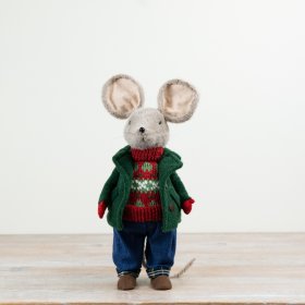 This cute felt mouse in tiny dungarees brings a warm, rustic charm to your decor.