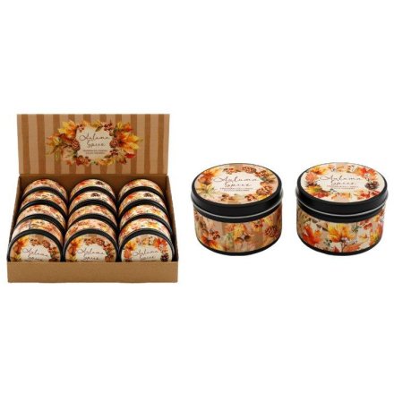2/A Autumn Tin Wax Candles, 8cm 