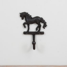 Bring rustic style to your space with this intricately crafted brown horse-shaped hook.