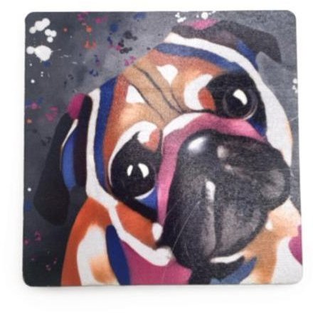 Pug MDF Coaster, 10cm 