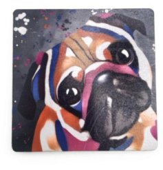Add a splash of charm to your table with this Aquamarine Pug MDF Coaster
