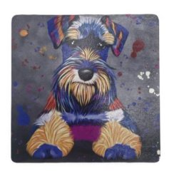 Add a pop of charm to your space with the Aquamarine Schnauzer MDF Coaster